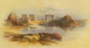 Landscape with view of the Temple of Philae